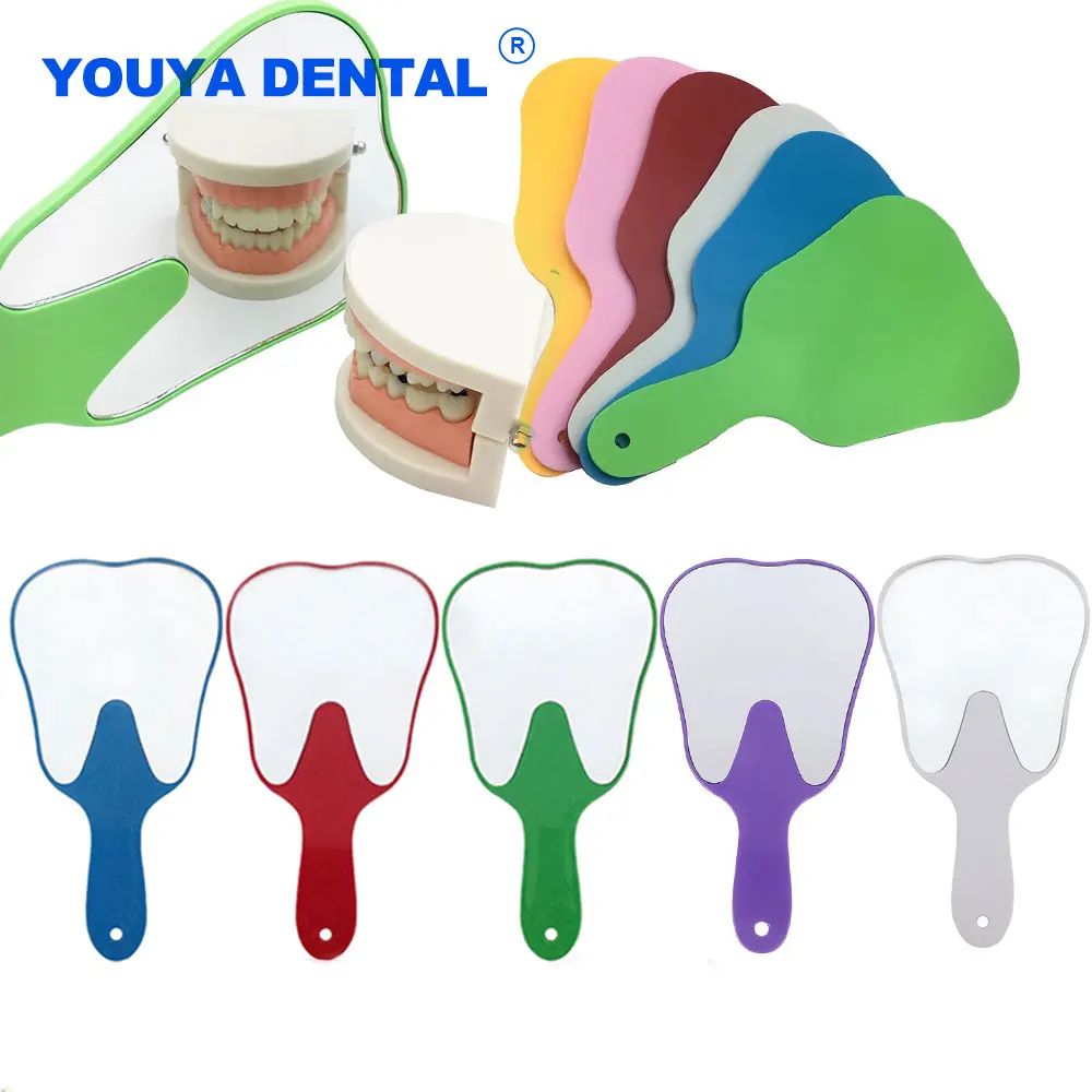 Tooth Shaped Unbreakable PVC Dental Hand Mirror With Handle Mouth Tooth Examination Inspection Oral Care Mirrors Dentistry Gift