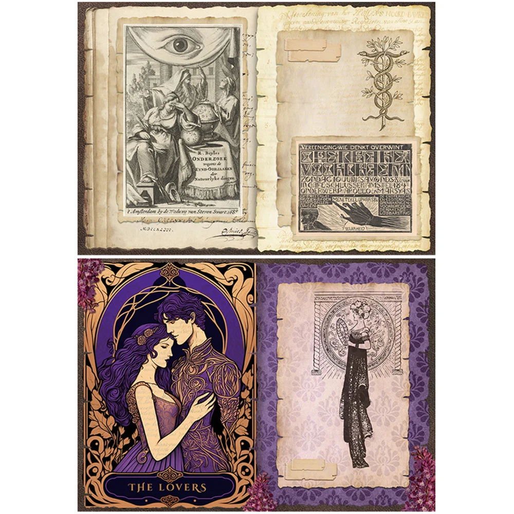 10/38pcs Vintage Magic Witch Tarot Stickers Aesthetic Gothic Decals Laptop Phone Suitcase Car Bike Planner Waterproof Sticker