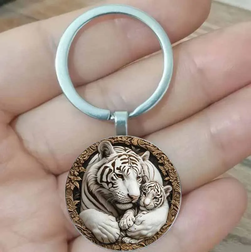 Nuevos llaveros Yin Yang Tigre de Bengala Arte Blanco y Negro Shang, regalos navideños, regalos de Navidad, regalos perfectos, llaveros de pareja,