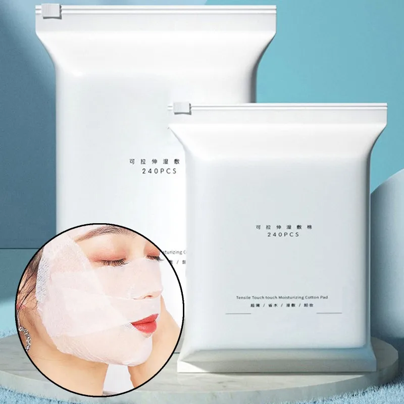 50/240Pcs Face Makeup Cotton Pads Stretchable Elasticity Disposable Cosmetic Cottons Mask Wet Compress Wipe Make Up Care Tool