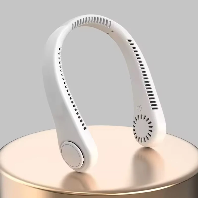 

New Summer Portable Mini Hanging Neck Fan Bladeless Neckband Fan Digital Display Power Air Cooler USB Rechargeable Electric Fans