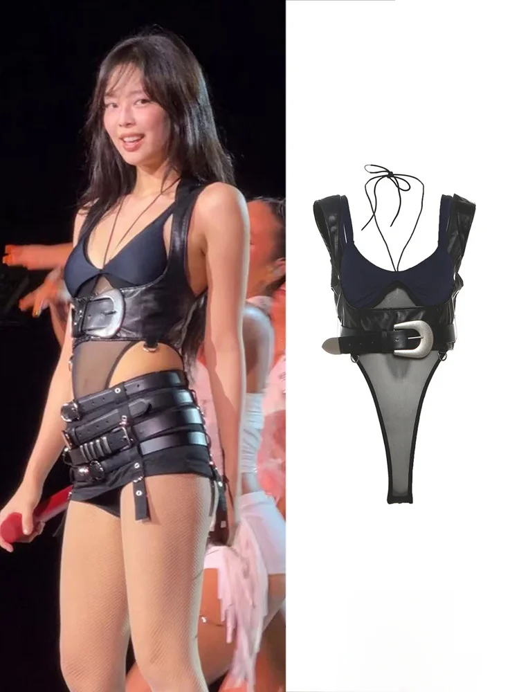 

Сексуальный комбинезон-жилет Jennie с открытой талией и многослойным верхом, женская мода, весна 2025, CICIZHUANG