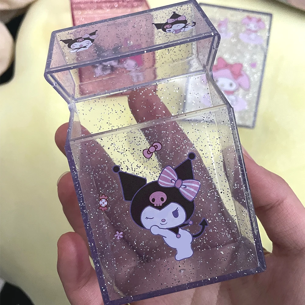 Cute Cartoon Smokebox Sliding Cover Transparent Plastic Cigarette Box Smoking Accessories Compression Resistance