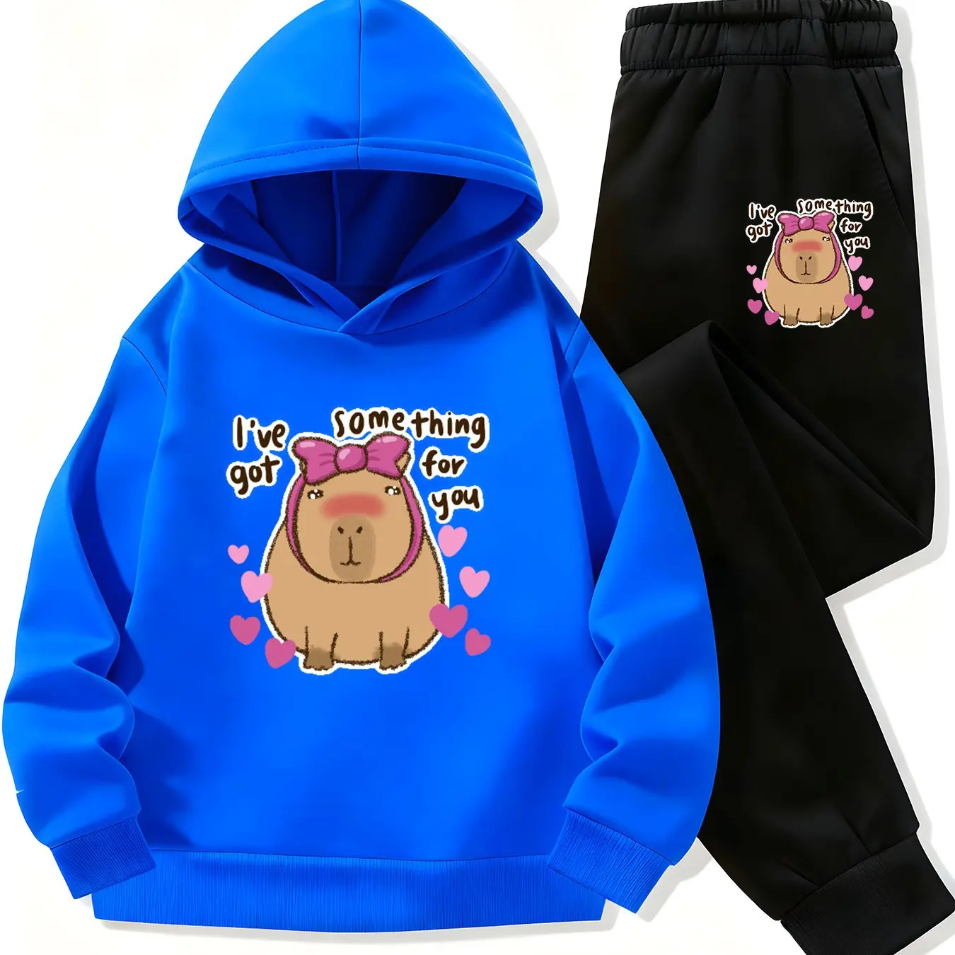 New Autumn/Winter & Christmas Boys' Fleece-Lined Printed Hoodie and Jogger Set – Trendy Casual Christmas Gift for Boys and Girls