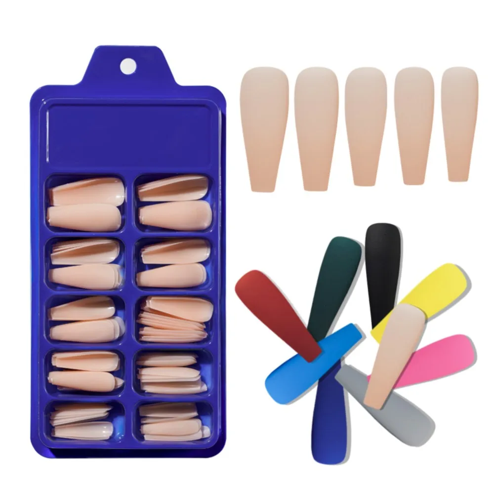 100Pc Matte Press on Nails Long Ballerina False Nails Detachable Wearable Manicure Fake Tips Full Cover Ballet Acrylic Fake Nail