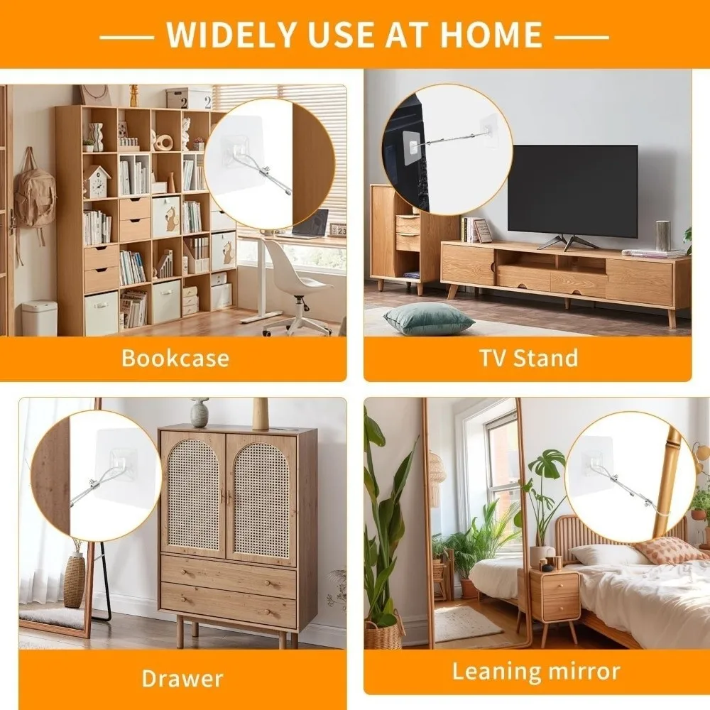 Anti-Tip TV Safety Strap Premium Childproof Anti-Tip Furniture Fastening Kit Secure Adjustable