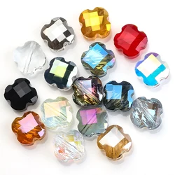 30Pcs 12mm Glass Petal Flower Charms Cross Pendants Lucky Clover Beads Loose Spacer Crafts for DIY Making Jewelry Accessories
