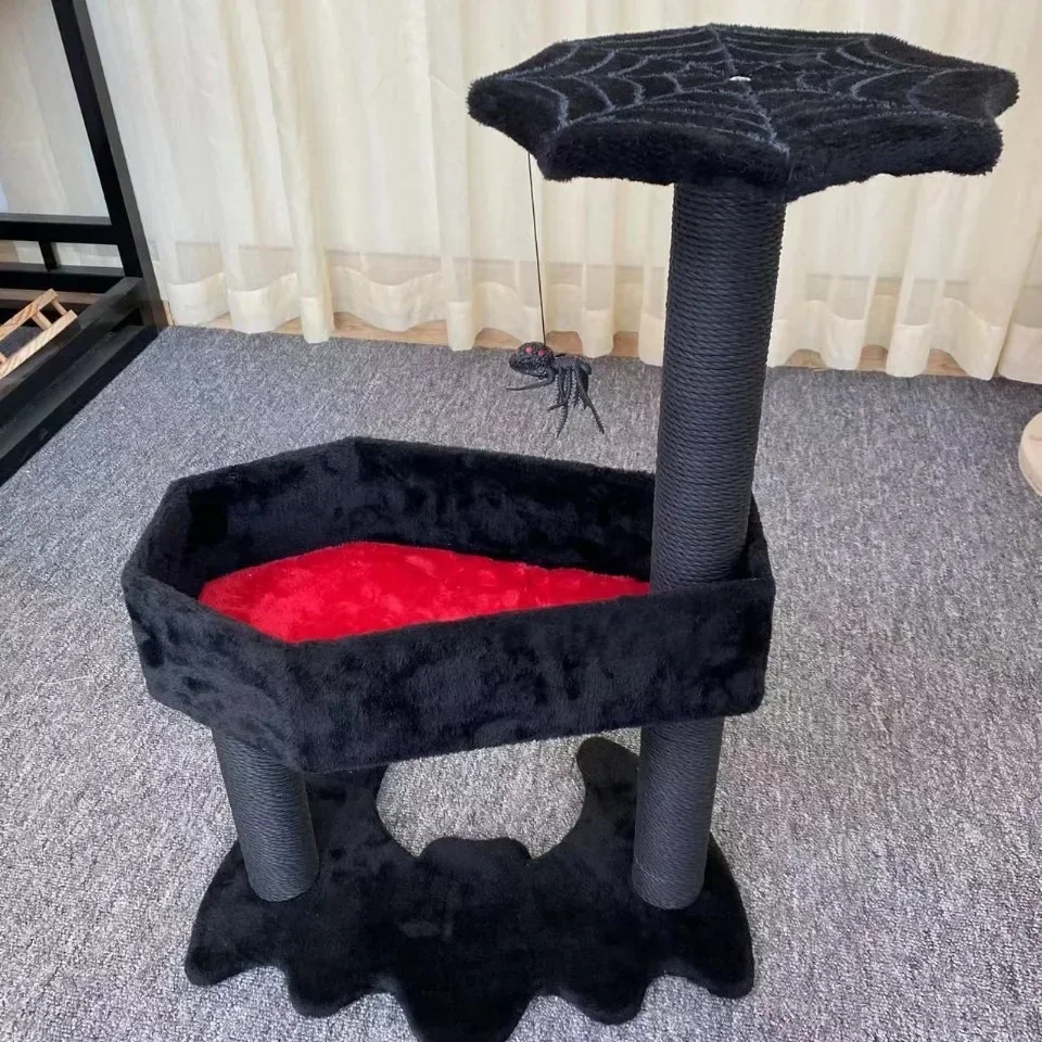 

Cat Scratching Post Gothic Cat Tree with Coffin Bed, Scratching Posts, Jumping Platform, Halloween Pet Supplies