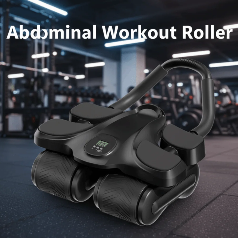 Four-Wheel Abdominal Workout Roller 4 Elbow Support Automatic Rebound Abdominal Exercise Machine Effective Multifunctional