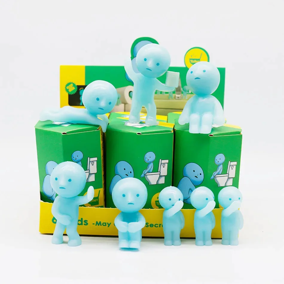 Novo smiski banho banheiro, quarto, yoga, série de fitness bonito brilho boneca figuras ação dos desenhos animados desktop caixa cega modelo presente boneca