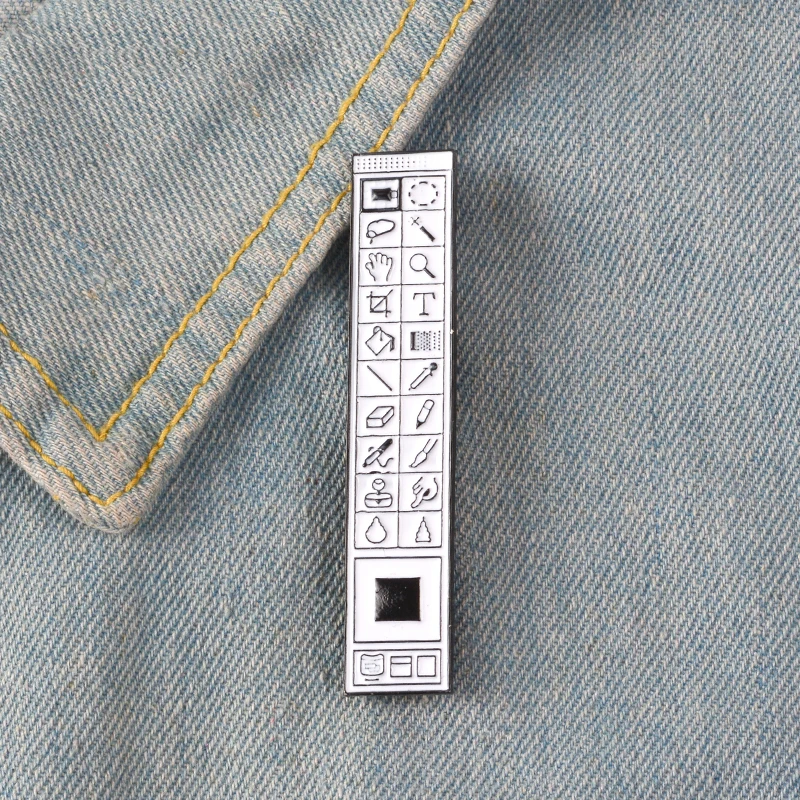 Photoshop Toolbar Enamel Pin badge brooch Lapel pin Denim Jeans shirt bag Old School toolbar Jewelry Gift for Designers Friends