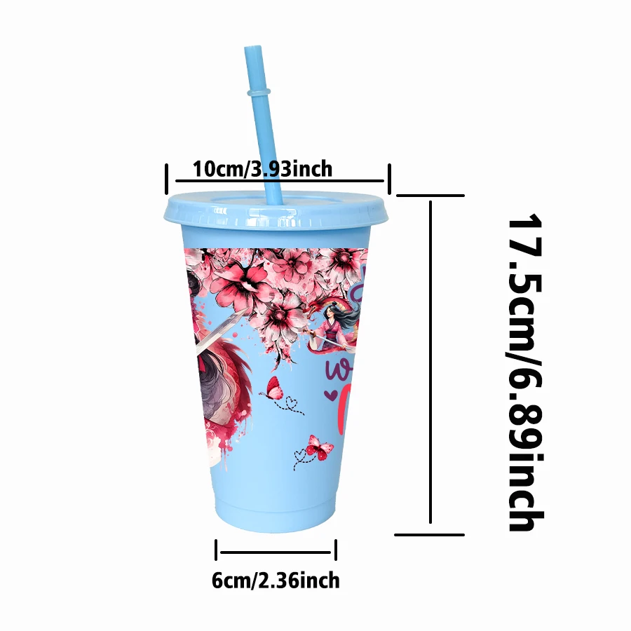 12 sztuk/opakowanie Kubek plastikowy Disney Królewna Śnieżka z motywem kwiatowym, 770 ml, wielokolorowy, na przyjęcia, upominek urodzinowy/powrót do szkoły