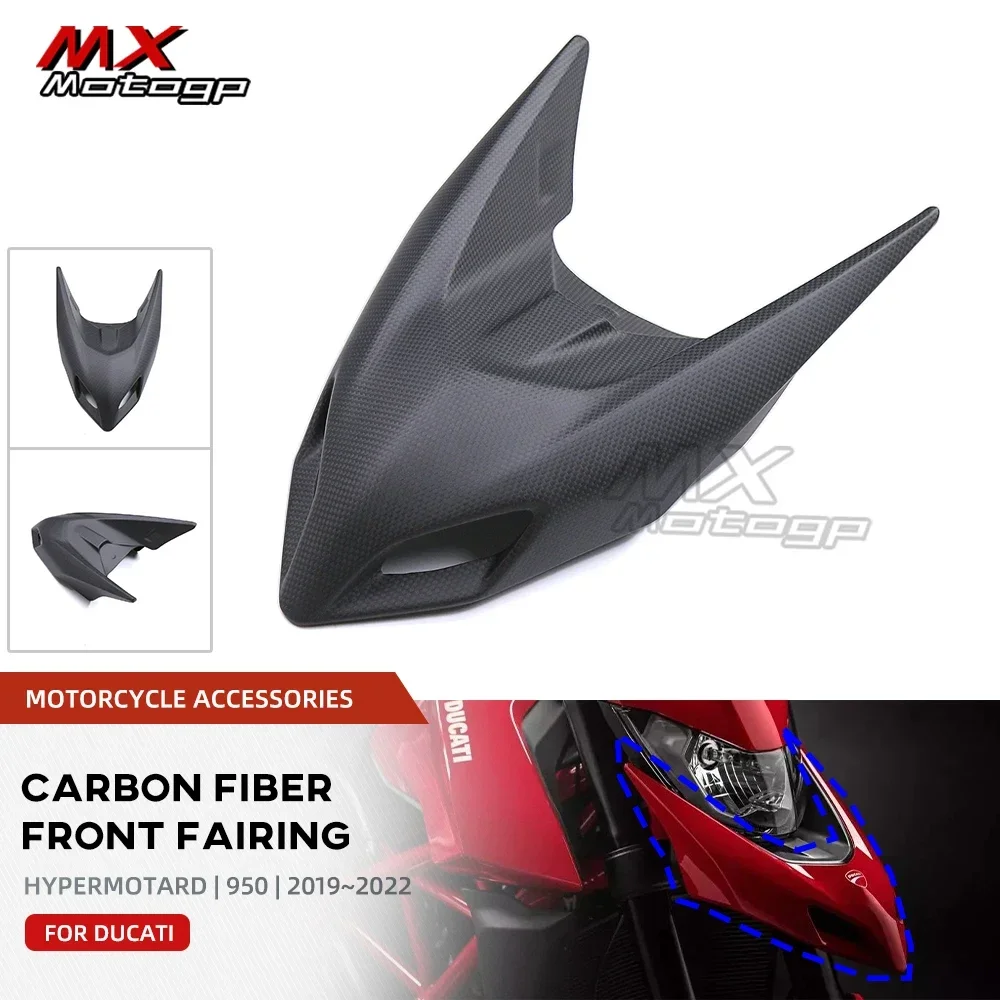 Carbon Fiber Front Nose Headlight Lower Fairing For DUCATI Hypermotard 950 SP RVE 2019-2023 Motorcycle Headlamp Cover Cowling