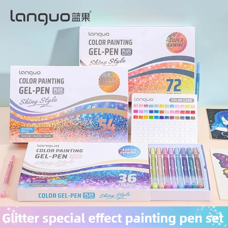 

LANGUO 70/6 цветов, гелевые ручки с блестящими эффектами, 1,0 мм, ручка для письма большой емкости для наскальной живописи, художественный маркер, школьные принадлежности