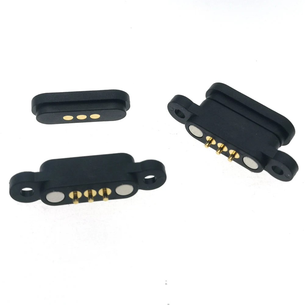 

5-10Pairs PogoPin Spring Loaded Magnetic Connector Pogo Pin 3 Pin Magnets adapter 3P Through Holes Male Female Probe Pitch 2.3MM