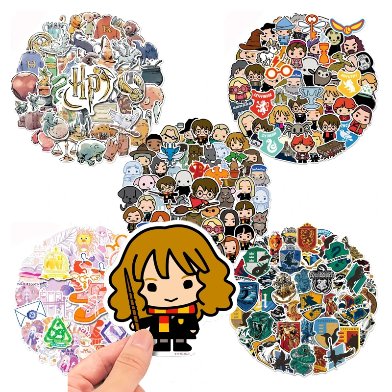 50pcs/set Hogwarts Magic Theme Series Harries Potters Sticker Cartoon Cute Figure Hermione Malfoy Waterproof Sticker Toys Gifts