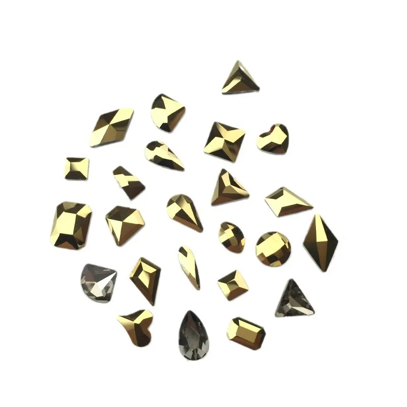 Aurum 20pcs Nail Charms Diamond Multiple Shapes Flat Bottom Crystal Nail Art Rhinestones for 3D Nails Decorations Supplies