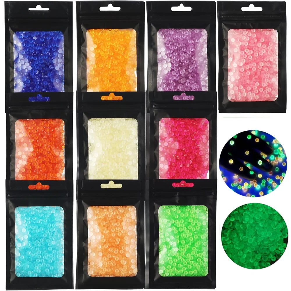 3/4/5mm Luminous Nail Art Stone Glow In The Dark Rhinestone Glitter Crystal For Tumblers Craft DIY Face Make Up Decoration