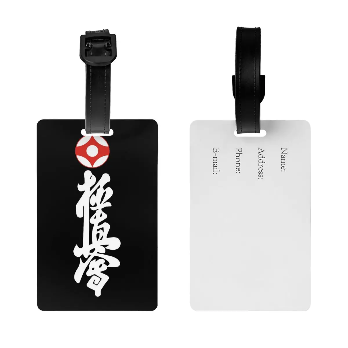 

Бирки для багажа с изображением киокушин-карате и кандзюцу, аксессуары для чемоданов, этикетки для путешествий, держатели для багажных бирок, именные бирки с адресом