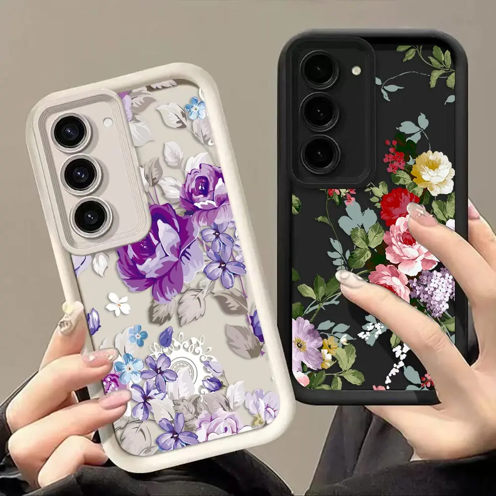 Phone Case For Samsung A13 A14 A15 A16 A17 A22 A23 A26 A27 A32 A51 A52 A53 A55 A56 A57 A71 A72 A73 Cover Pretty Purple Flowers