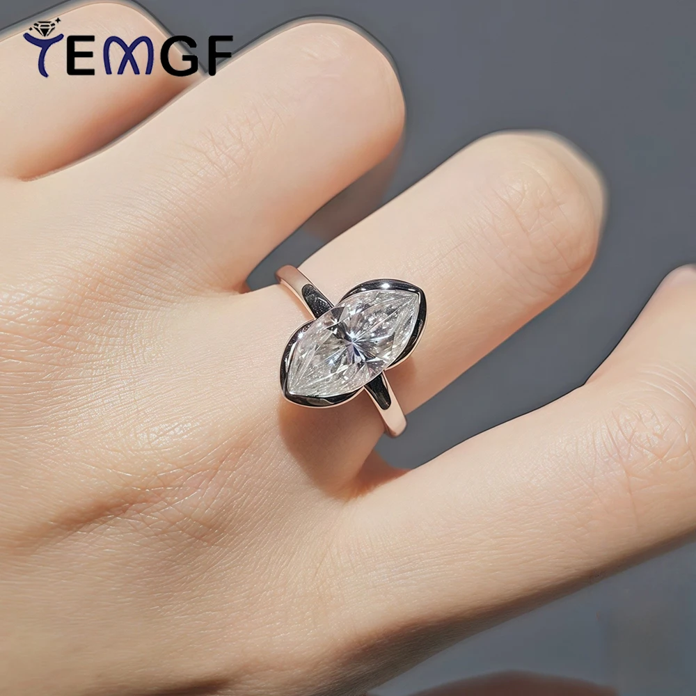 

TEMGF Certified Moissanite Wedding Ring for Women Men S925 Sterling Silver 2CT/3CT Half Bezel Inlaid Ring Luxury Jewelry Gift