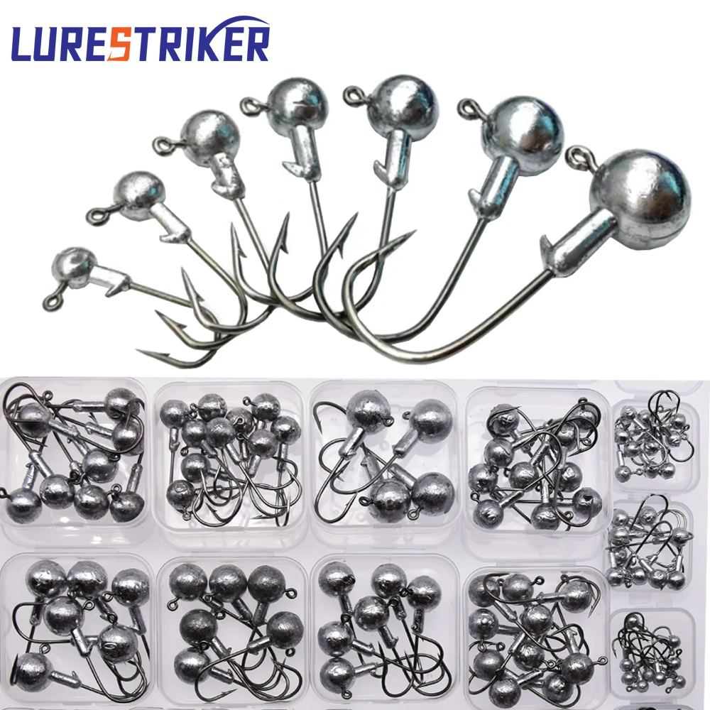 Lurestiker toutes tailles 1g 2g 3g 4g 5g 7g 9g 12g 16g 20g 25g 28g boîte paquet jig tête crochets pour ver souple manivelle