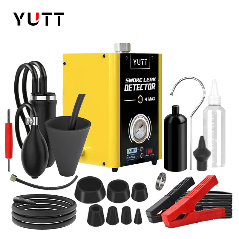 YUTT YTA02 Automotive Smoke Leak Detector Machine, Dual Air Mode & Smoke Mode Leak Tester with Built-in Pressure Gauge, EVAP Fuel Vacuum Pipeline Diagnostic Toolkit, Universal Compatible with All 12V Cars, Full Accessories Included