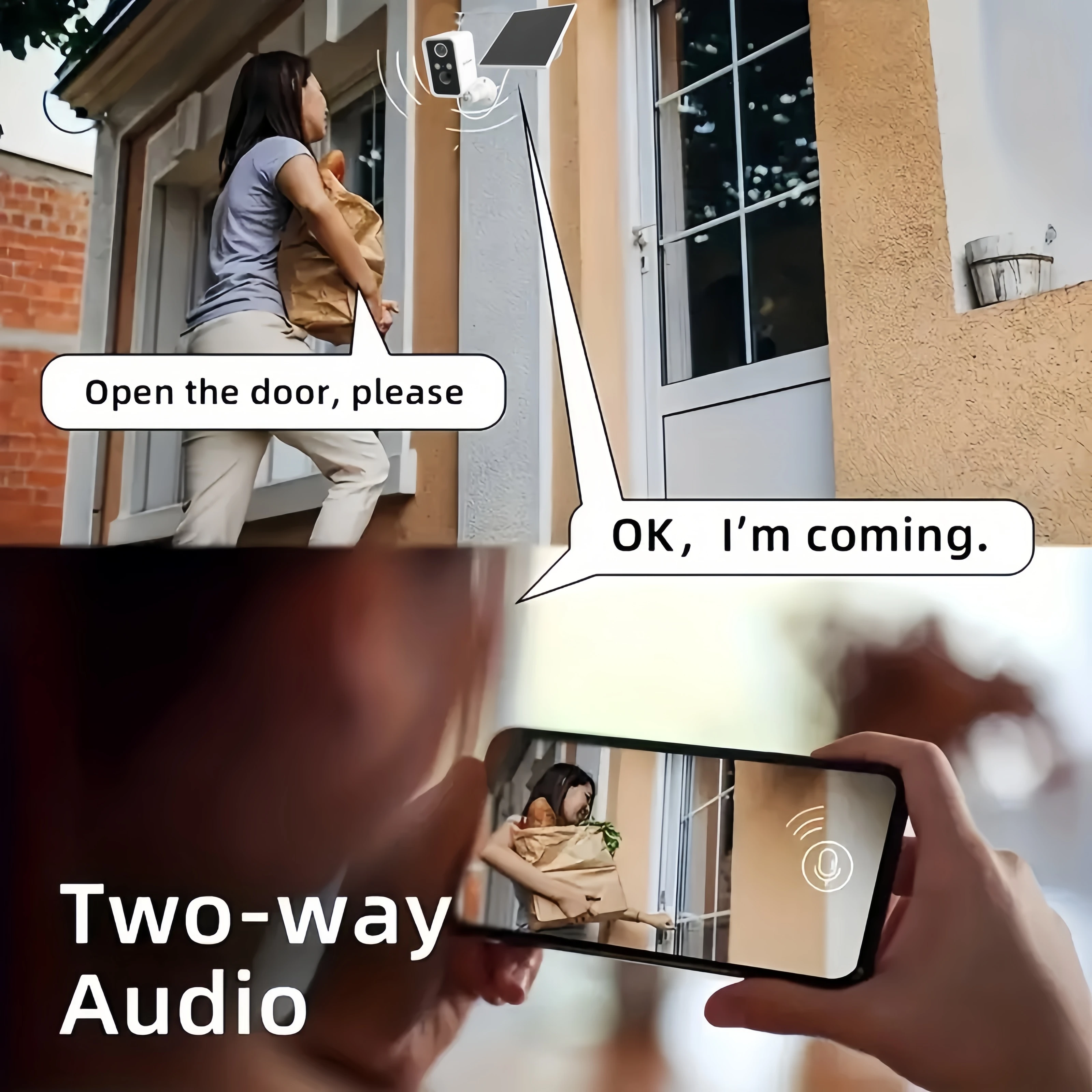 1080P دقة الفيديو تعمل بالطاقة الشمسية الأمن في الهواء الطلق كاميرا بطارية لاسلكية AI كشف الحركة لا رسوم شهرية اتجاهين الصوت #6