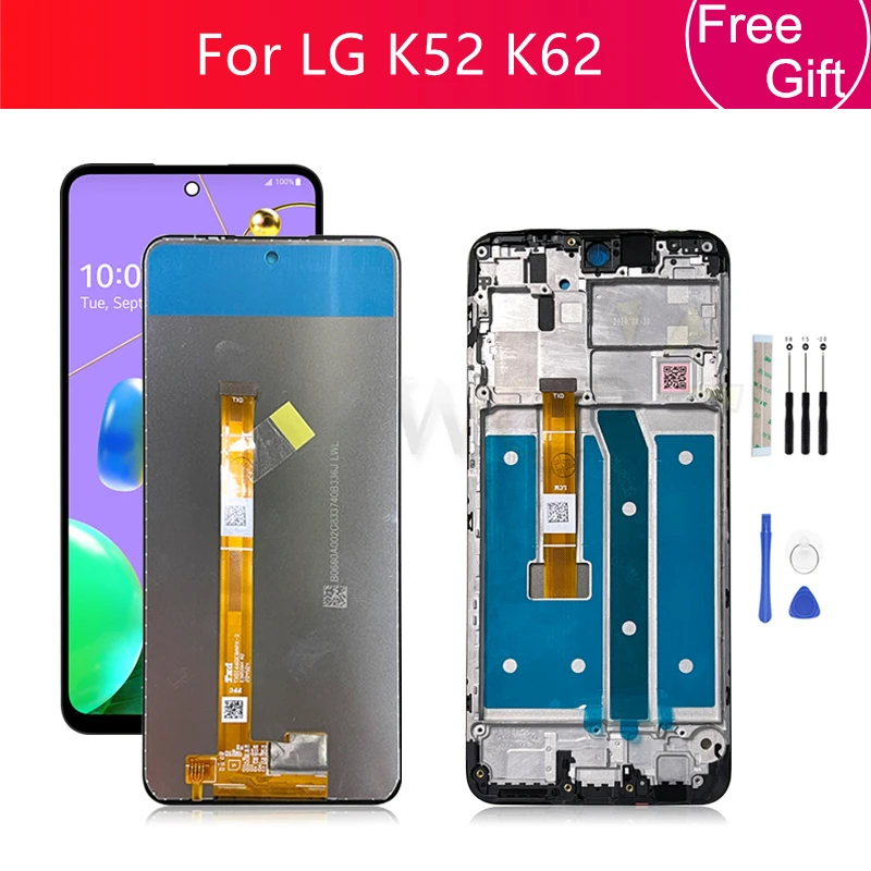 For LG K52 K62 LCD Display Touch Screen Digitizer Assembly With Frame K520 LM-K525 Screen Replacement Repair Parts 6.6\