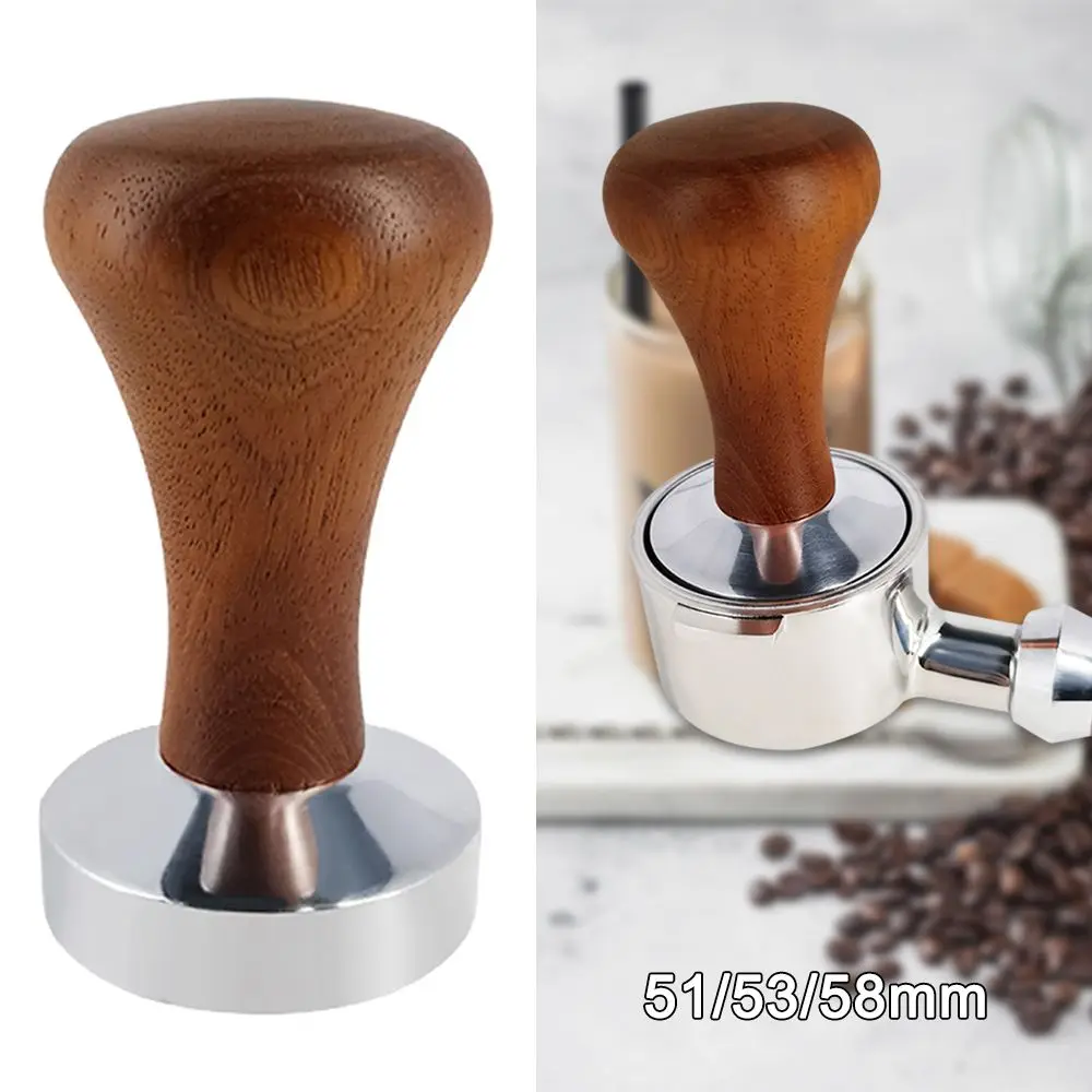 51mm/53mm/58mm Espresso Coffee Tamper Powder Hammer Wood Handle Espresso Tamper Coffee Distributor Tampers for Coffee