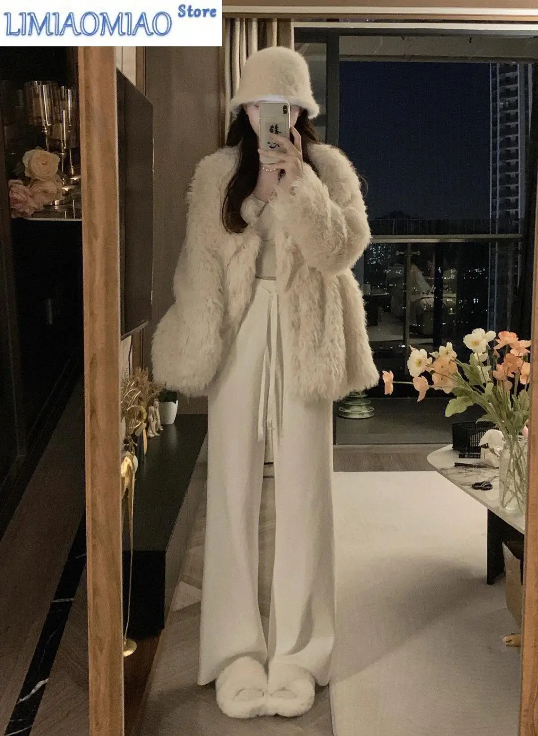 Knit Wide-leg Pants Women's Autumn/winter Towel Pants Floor Length Casual Women's Trousers Straight Wool Trousers Winter