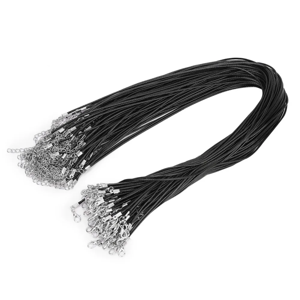 

100 шт. полный набор черная застежка-лобстер восковая веревка 50 см DIY ювелирные изделия восковая веревка цепочка DIY изготовление ювелирных изделий