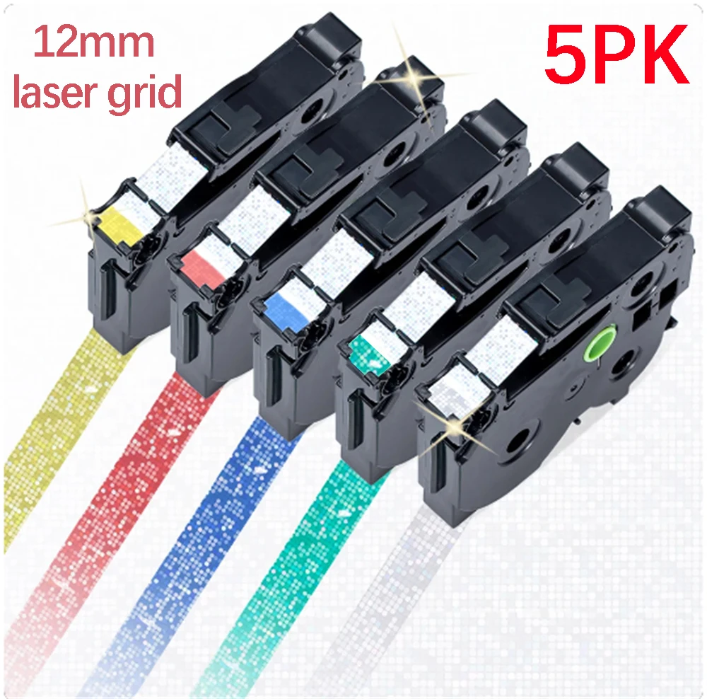 

5pcs TZe-231L2 tze131L1 12mmx8m Laser grid Glitter Sparkling Label Tape Compatible Brother PT-D210 PT-H110 PT-e115
