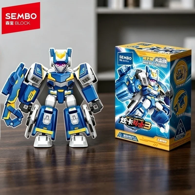 SEMBO BLOCK Metal Card Bot 2 Assemble Building Block Figure Blue Cop Mega Teuleokeo Mega Ambler Model Ornament Toy Gifts