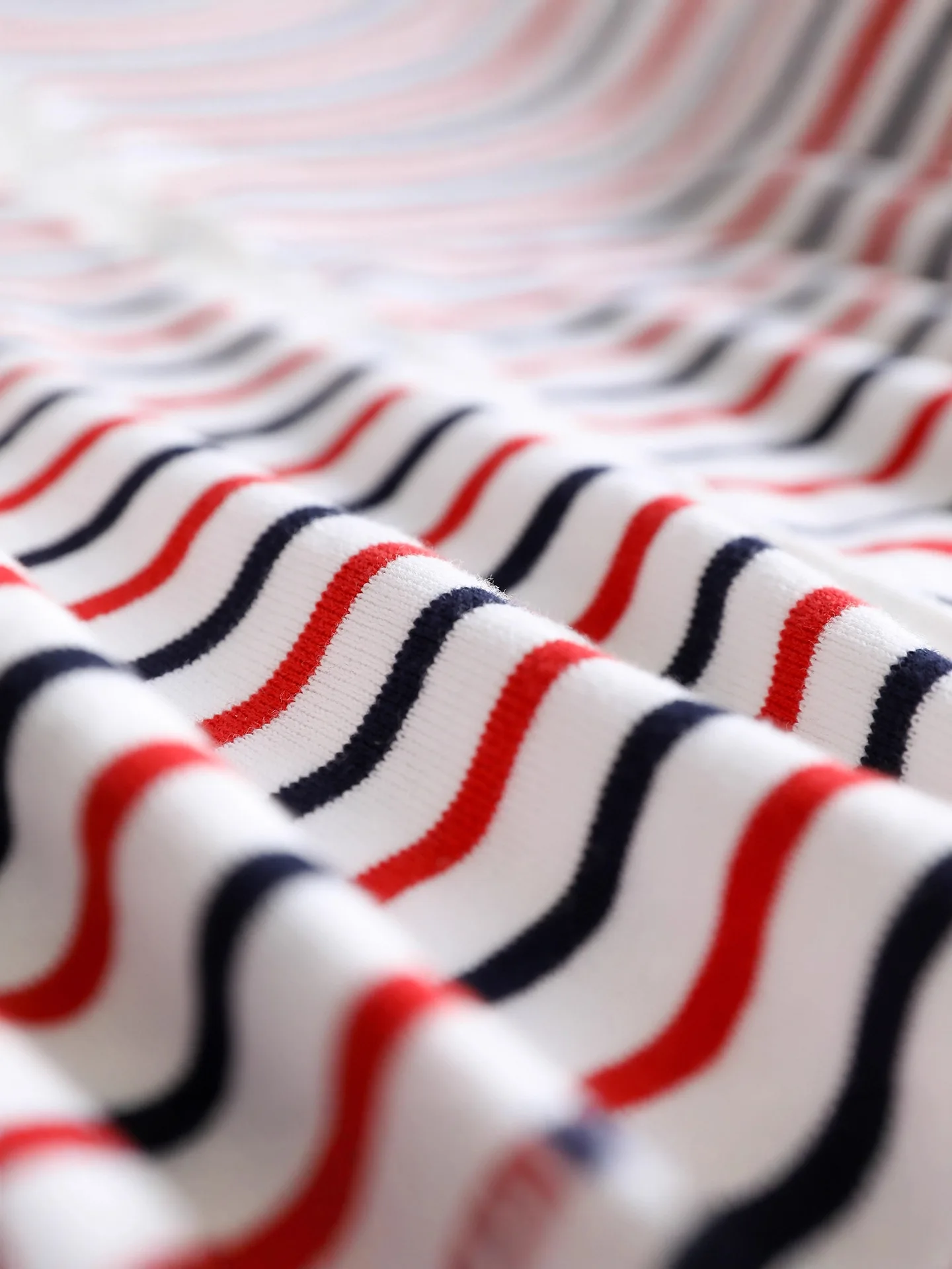 2025 frauen Casual Frühen Herbst Neue 100 % Baumwolle Garn Rot Blau Weiß Gestreiften Einreiher Rundhals Strickjacke