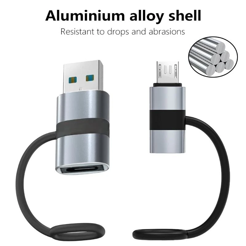 83CE Fast Charging Converter 480Mbps Data Syncing Adapter USB/USB 5Pin Male to USB C Female Conversion Head for Phones