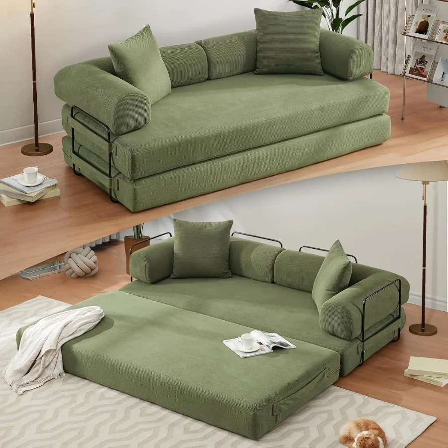 78.5'' Convertible Folding Sofa Bed 4in1 Modular Floor Couch Corduroy Small Cloud Couch Compressed Foldable S Sofa King Size Fu