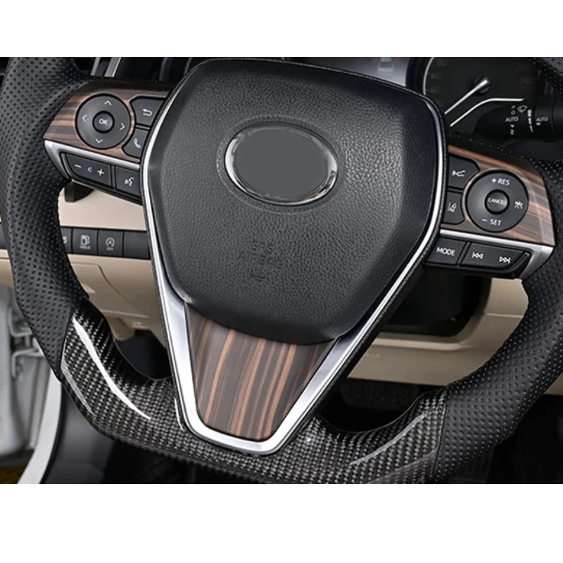 For Toyota Camry 2018 2019 2020 2021 Matte Silver / Carbon Fiber / Red /wood  Accessory Steering Wheel Decoration Cover Trim