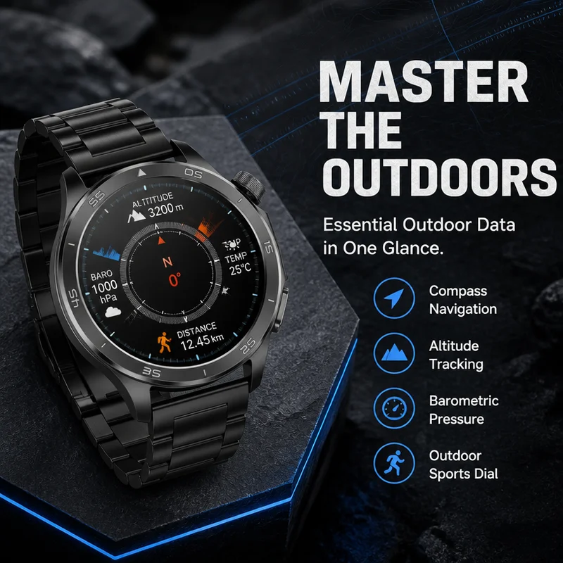 

2026 New 1.53" Outdoor Smart Watch for Android iOS With GPS Motion Health Monitoring Compass BT Call IP67 Waterproof Smartwatch