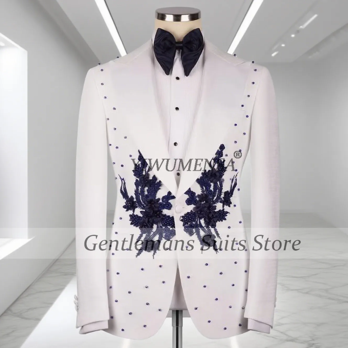 Trajes con apliques de perlas para hombre, ropa de vestir, esmoquin para novio de boda, conjuntos de 3 piezas, traje masculino personalizado, chaqueta para graduación, Ternos Completo 2026