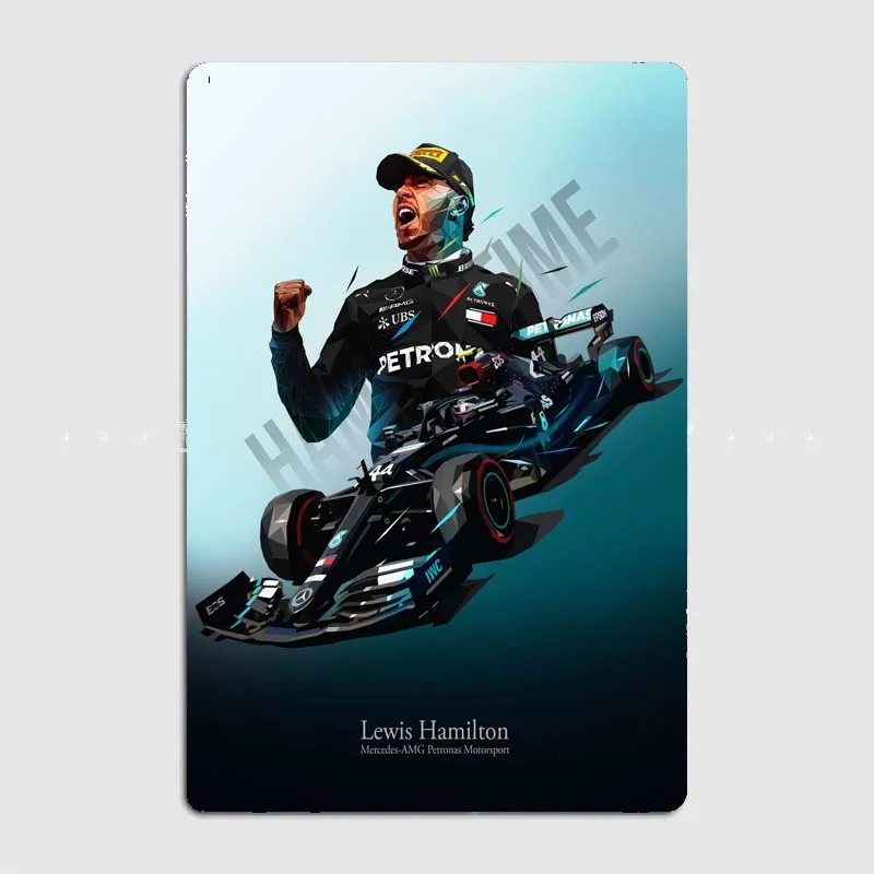 Lewis Hamilton 2020 Printed Tin Plaque Poster with Modern Gaming Theme, Metal Sign Wall Decor for Gaming Room or Bedroom