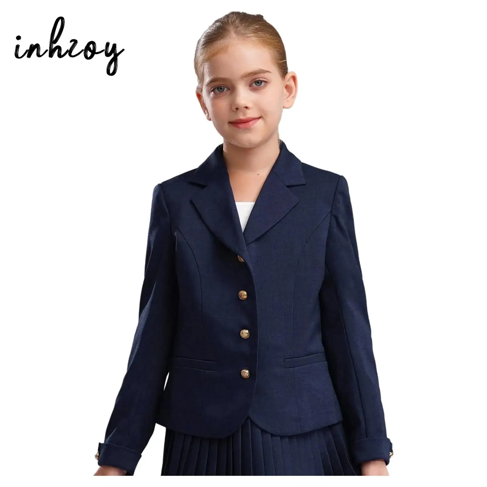 

Blazer Jacket for Kids Girls Children Long Sleeve Solid Lapel Formal Suit Coat School Uniform Formal Dress Tops Jacket Outerwear