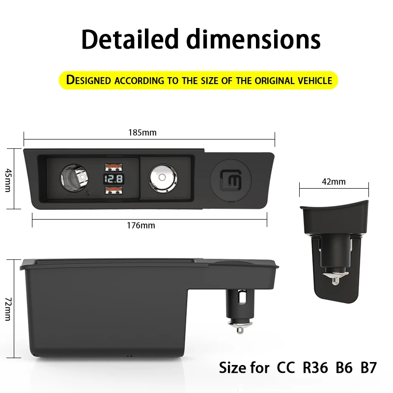 LOYEUANR for VW Passat B6/ B7/ B8/ ARTEON/ CC/ R36  Car Charger Quick Charge Cigarette Lighter Splitter  QC3.0  Cars Accessories