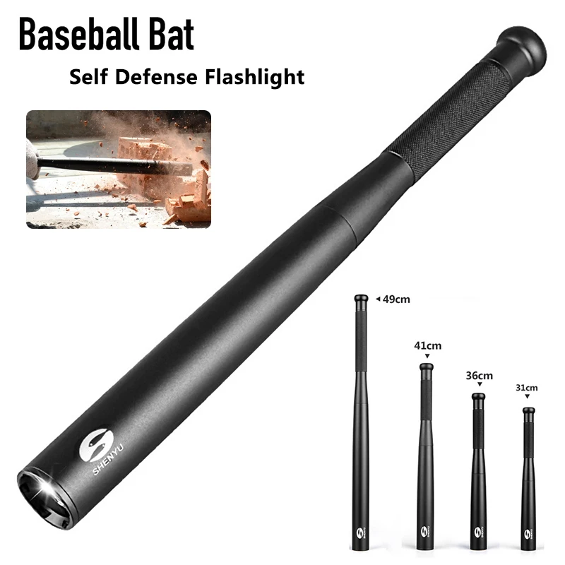 T6 Flashlight Baseball Bat Self-defense Flashlight Waterproof Super Bright Aluminum Alloy Flashlight Emergency Outdoor Lighting