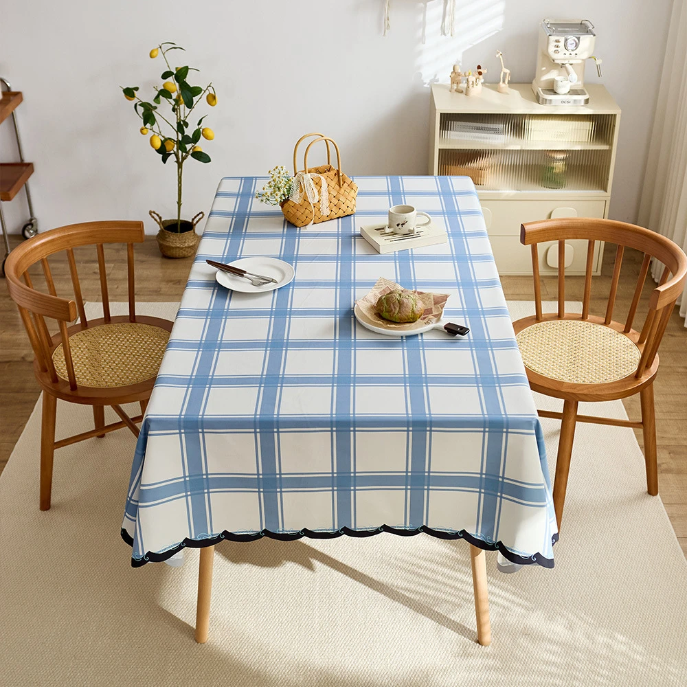 VIKAMA Green Plaid Vintage Tablecloth, 6 Designs, Waterproof Washable Table Cover for Kitchen Dining Party