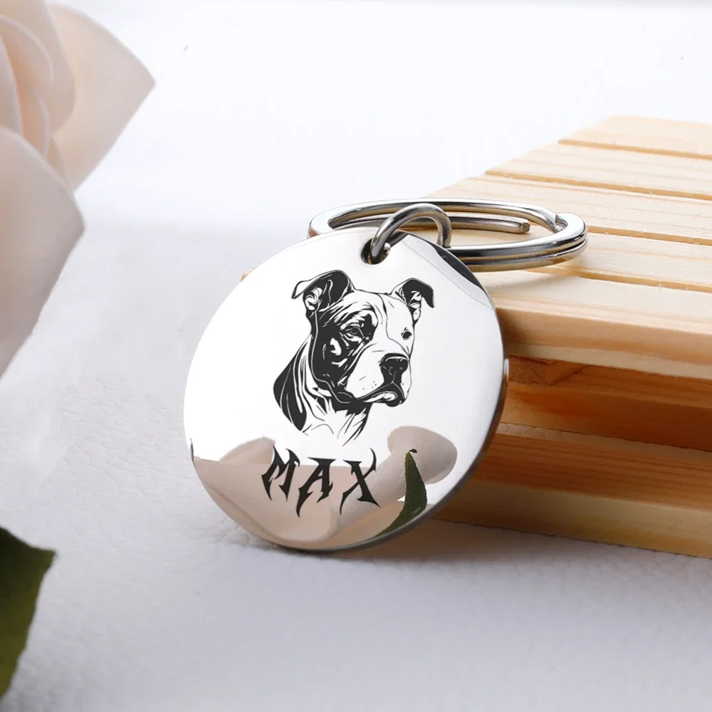 Personalized Pet ID Tags Custom Name Collar Anti-lost Pitbull Dog ID Collars For Puppy Dog Tag Collar Nameplate Accessories