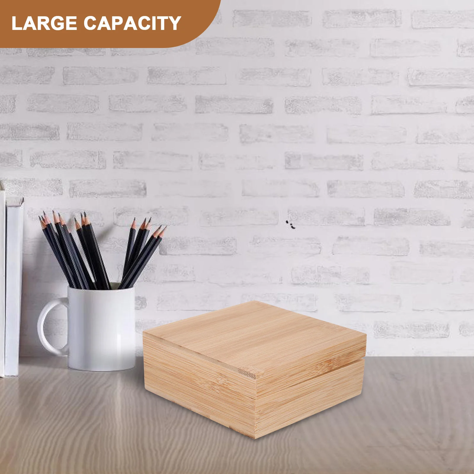 

1Pcs Square Desktop Storage Box Wooden Sundries Organizer Large Capacity Home Office Storage Case Jewelry Cosmetics Pen Holder