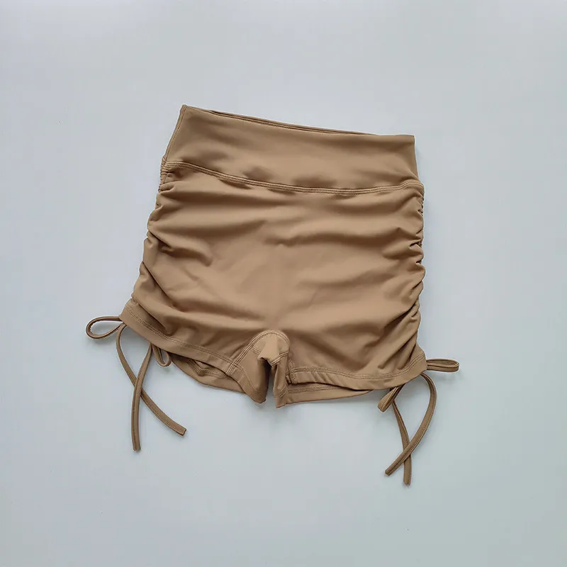 Women's High Waist Drawstring Fitness Shorts Quick Dry Butt Lifting Workout Shorts