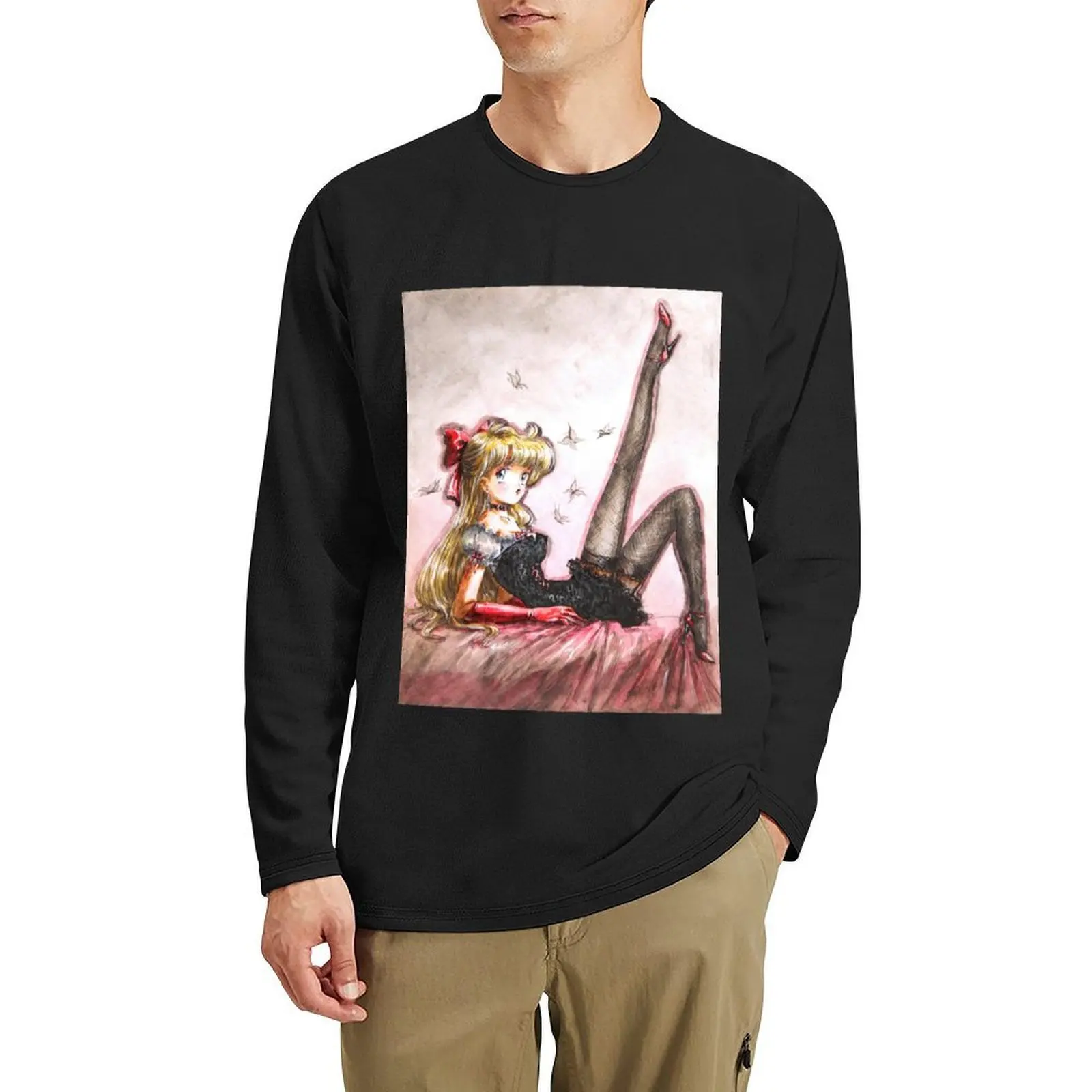 

Сексуальная длинная футболка Venus, забавные футболки, черные футболки, одежда в стиле аниме, простые черные футболки для мужчин