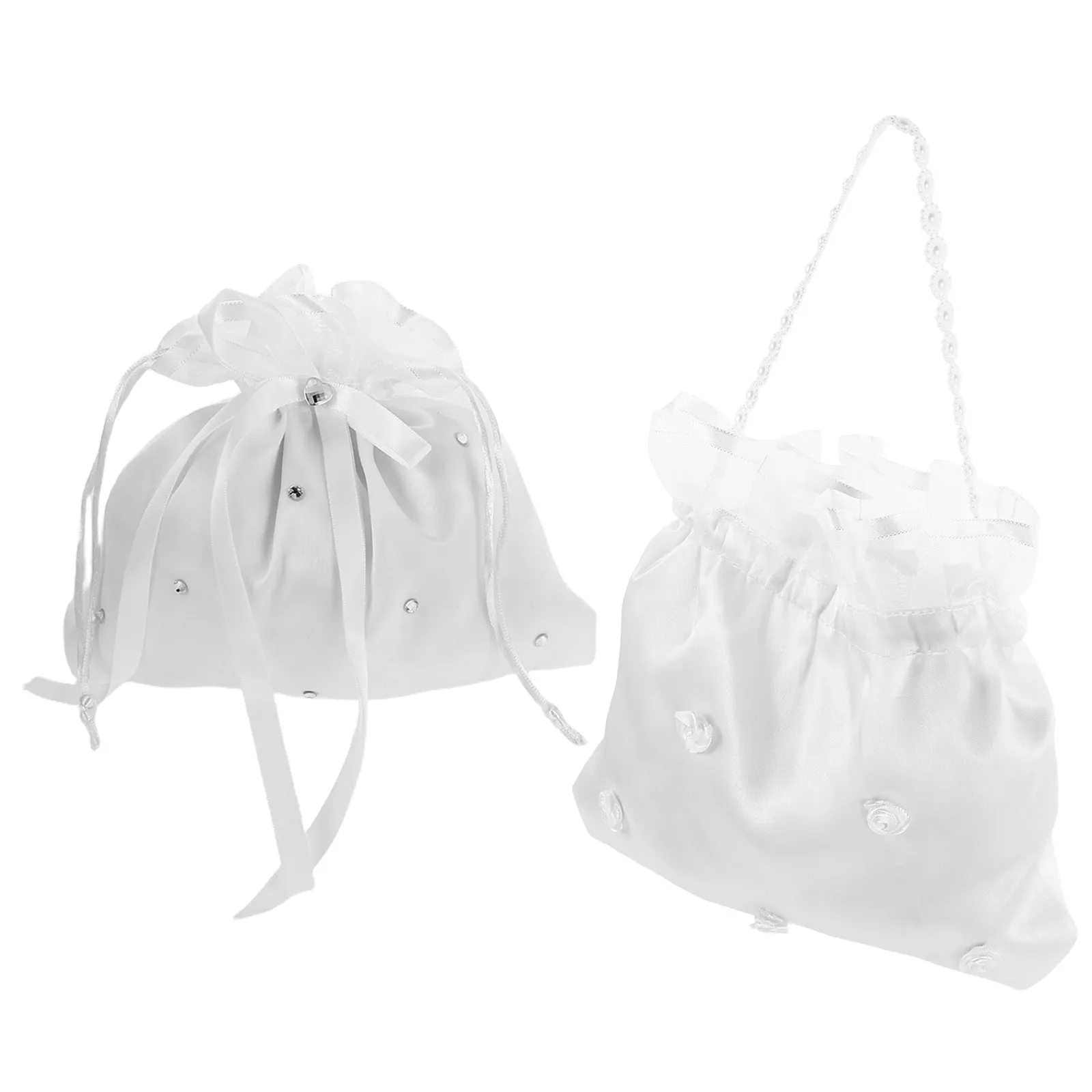 

2Pcs Wedding Handbag Bridal Clutch Purse Elegant Floral Evening Bag Bride Tote Bag Bridesmaid Wedding Favor Pouch